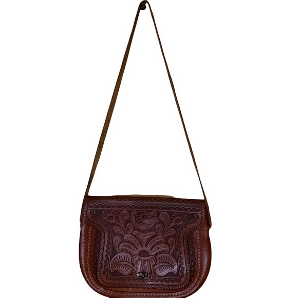 Vintage Tooled Leather Boho Purse - Picture 2 of 9